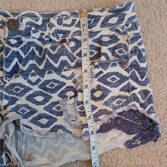 Rue21 Blue and White Jean Shorts with Geometric Pattern - Picture 6 of 6